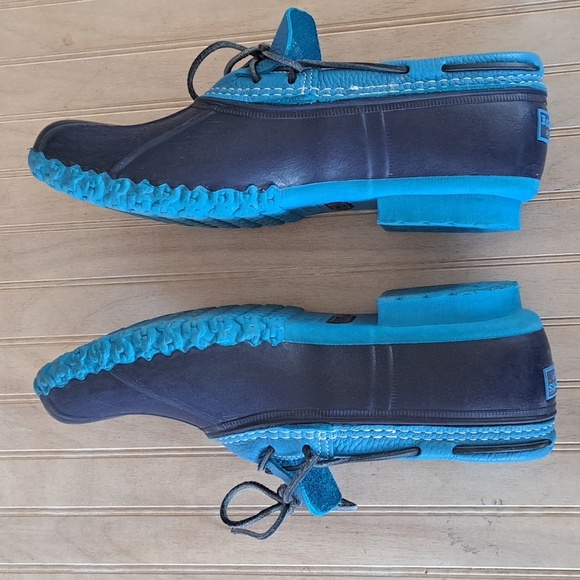 L.L. Bean 'Bean Boots' Low Leather Laced Rubber Mocs Duck Durable Qus Rain Boots - Picture 9 of 9